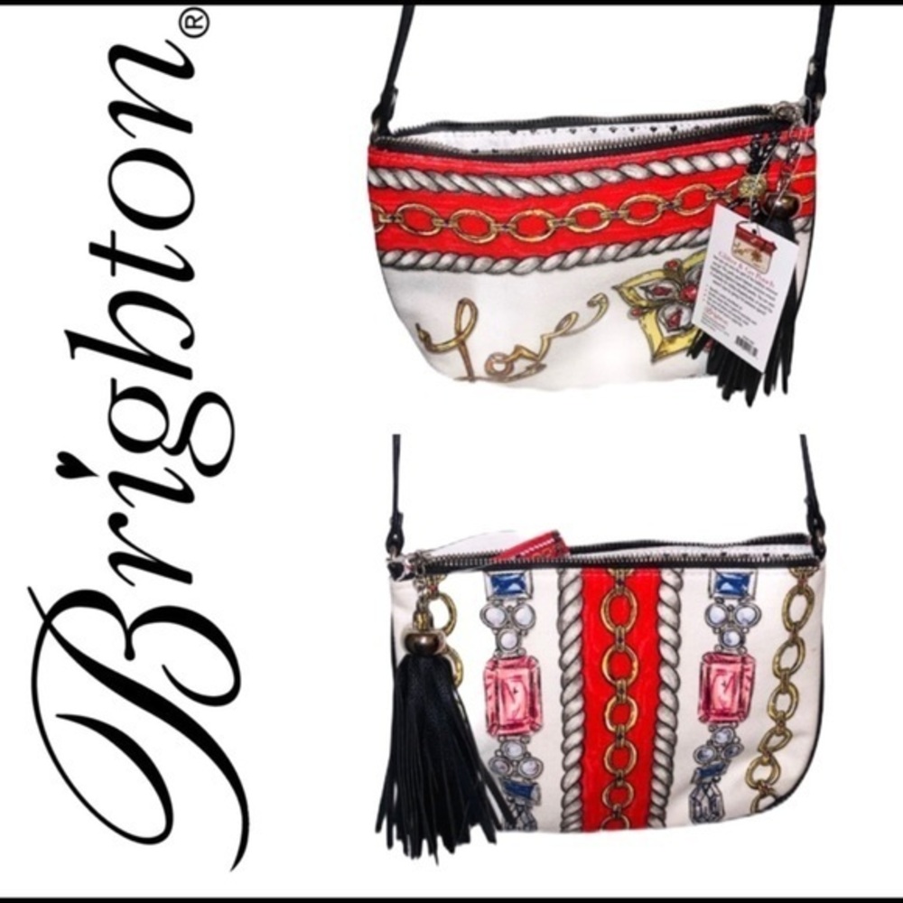 Brighton red & white Glitter & Go Pouch crossbody